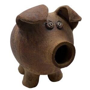Marion Schlauch Whimsical Rustic‎ Handmade Piggy Bank Stoneware Signed